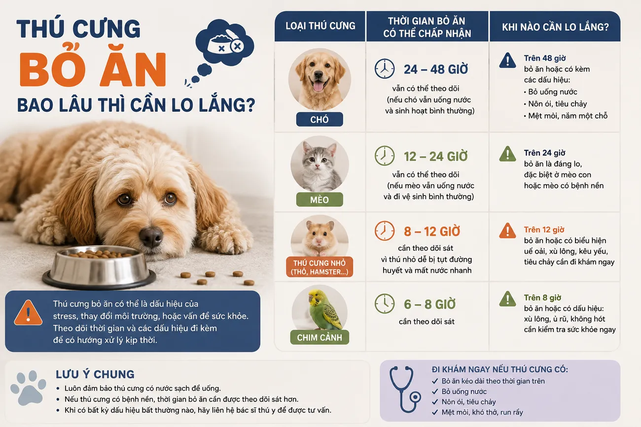 THÚ CƯNG BỎ ĂN BAO LÂU THÌ CẦN LO LẮNG?